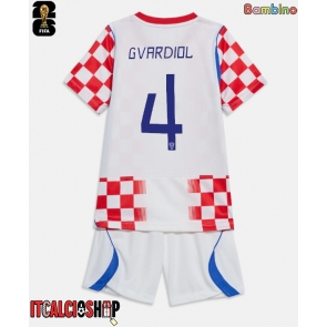 Croazia Josko Gvardiol #4 Prima Maglia Bambino Mondiali 2026 Manica Corta (+ Pantaloni corti)